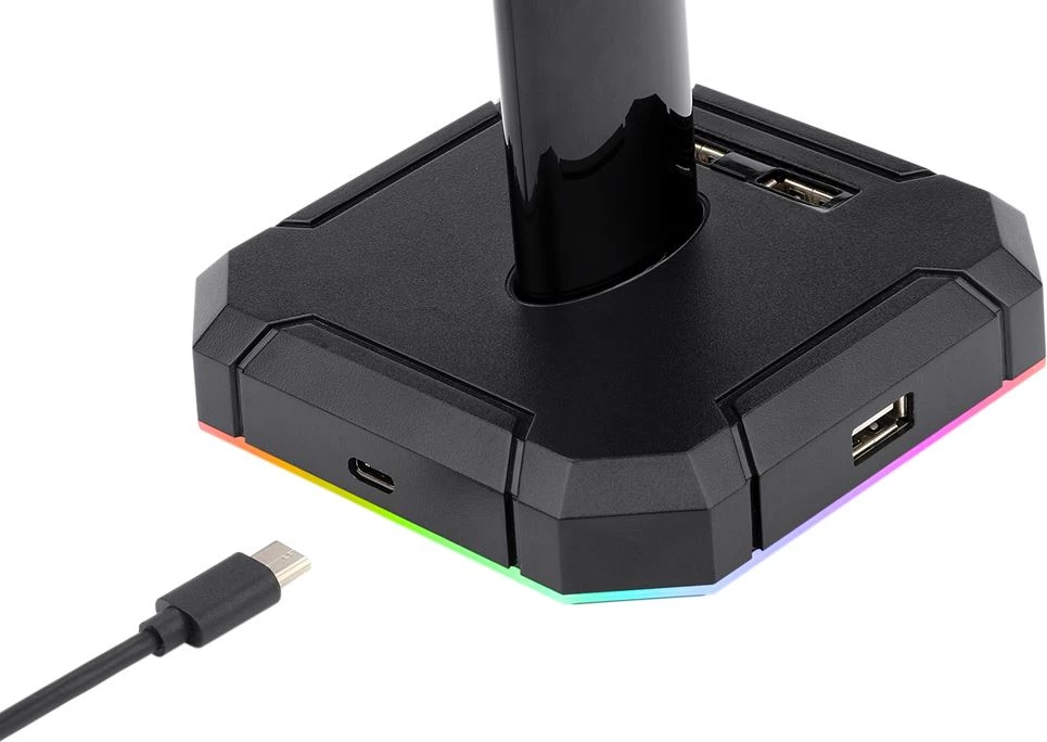 Stativ për kufje Redragon HA300 Scepter Pro, RGB, 4x USB 2.0, me kabllo Type-C, e zezë