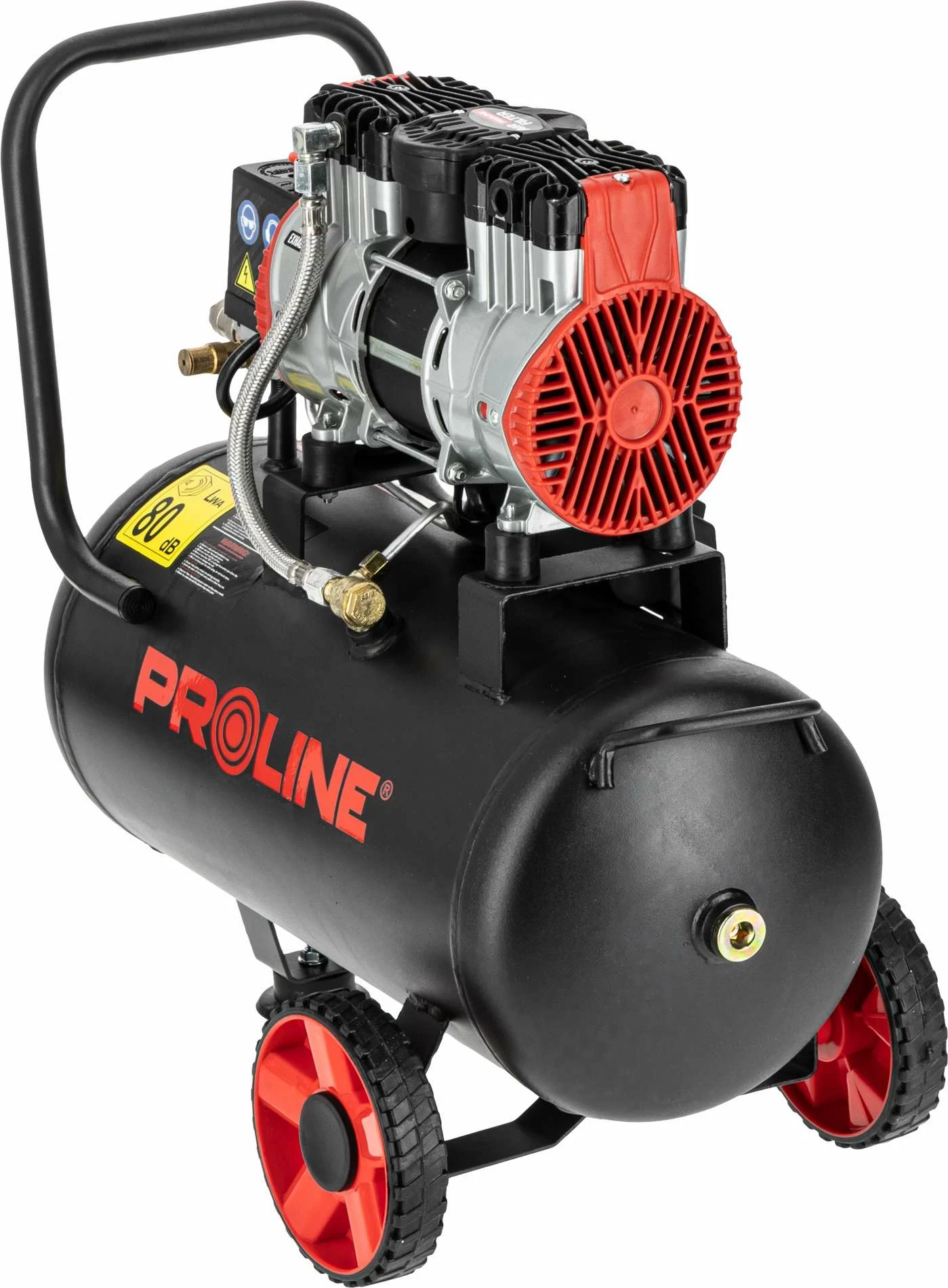 Kompresor ajri pa vaj PROLINE P200004 24L 750W/1HP 8 bar 167 l/min, zi/kuq