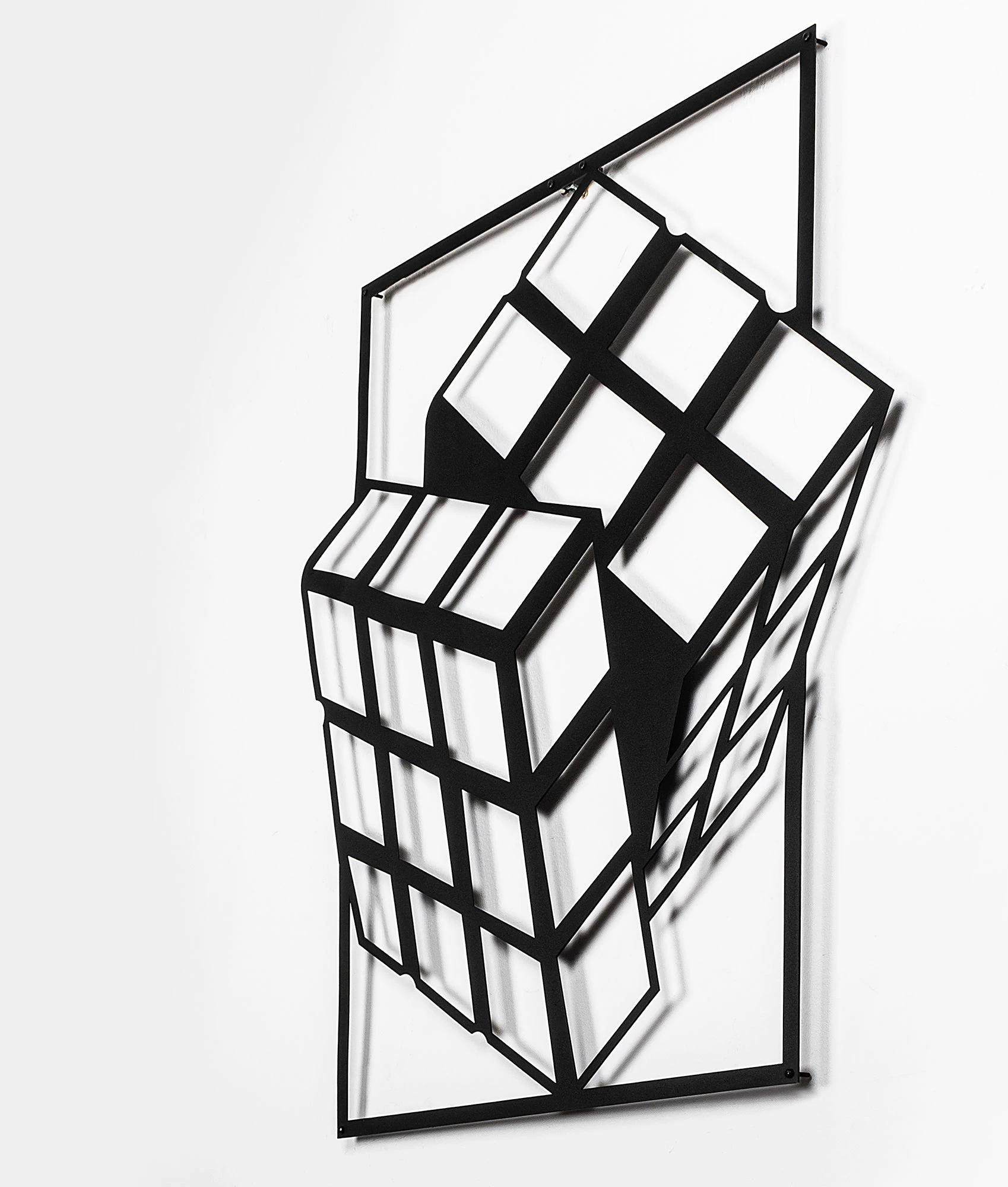 Aksesor metalik dekorativ për mur, Rubik's Cube, ngjyrë e zezë