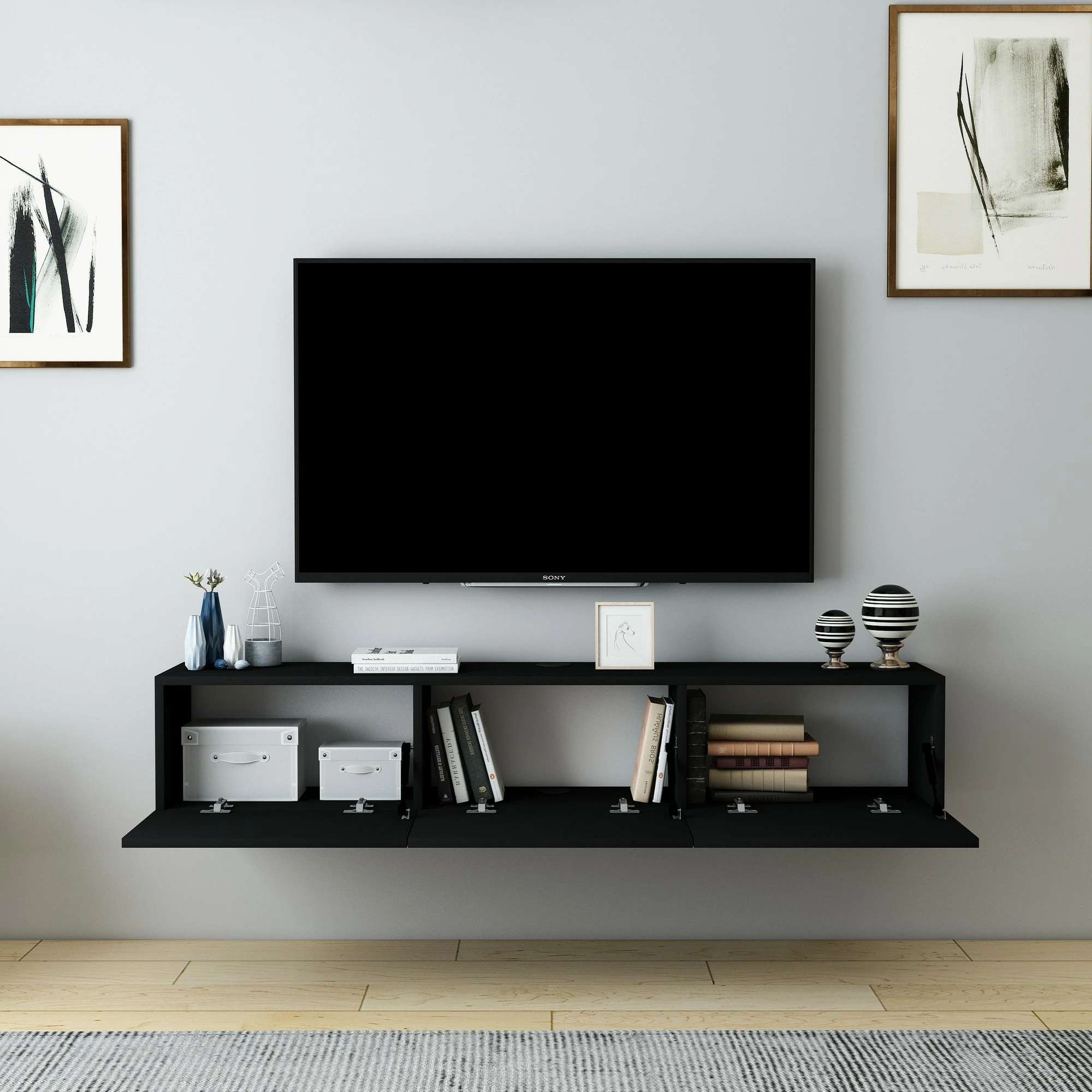 Komodë për TV, ngjyrë e zezë, Skye Decor Denby