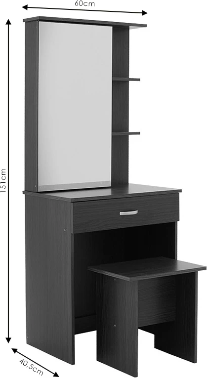 Tavolinë grimi me pasqyrë Zelia, ngjyrë lisi, 60x40.5x151cm