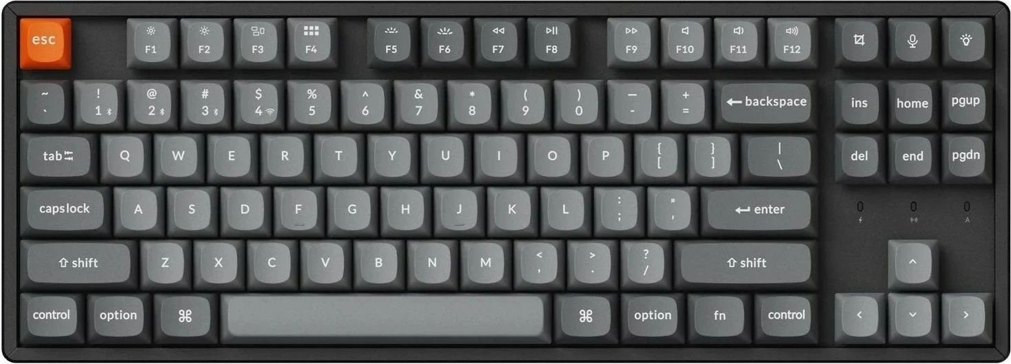 Tastierë Keychron K8M-J4 80% TKL Banana Switch, gri-e zezë