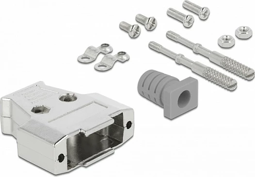 Strehë metalike për konektor D-Sub 15 (VGA) DeLOCK, 37.1 mm, argjendtë