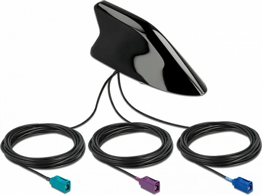 Antenë Shark Fin DeLOCK, LTE + WLAN + GNSS, 50Ω, IP67, e zezë