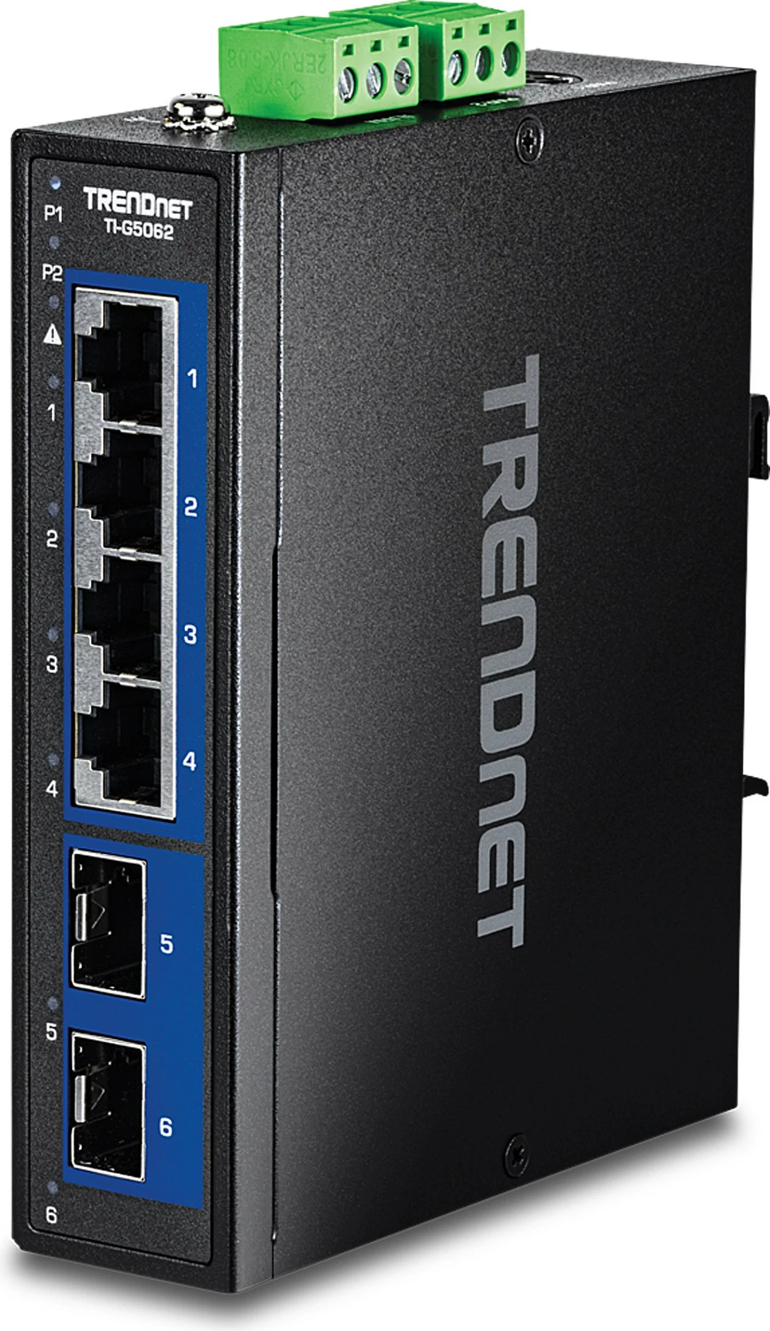Switch industrial TRENDnet TI-G5062, 4x 2.5G RJ45 + 2x 10G SFP+, DIN-Rail, i zi
