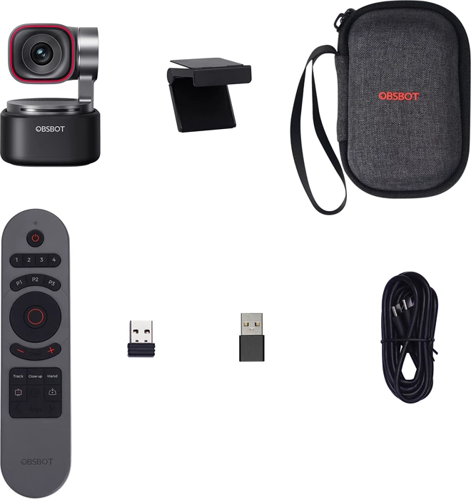 Webcam OBSBOT Tiny 3 4K, AI Tracking 2.0, gimbal 2-aksësh, me Smart Remote 2 (Remote Combo), e zezë