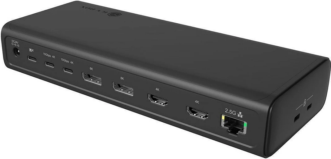 Docking station ICY BOX IB-DK7401-CU31, USB-C 3.2 Gen 2, 8K, 2x HDMI, 2x DisplayPort, 2.5GbE, e zezë