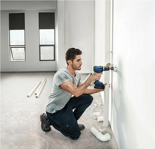 Trapan me bateri Bosch Professional GSB 18V-65, 18V, solo, në L-BOXX, kaltër/zi