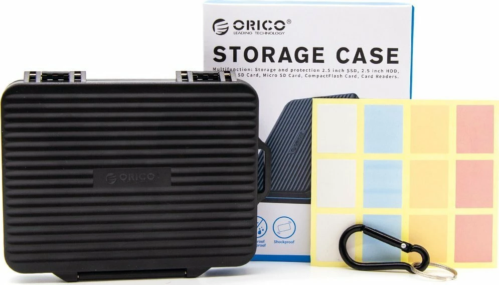 Kuti për karta SD/microSD Orico PHCD-3-BK-BP, për 12 SD + 12 microSD, me karabiner, e zezë