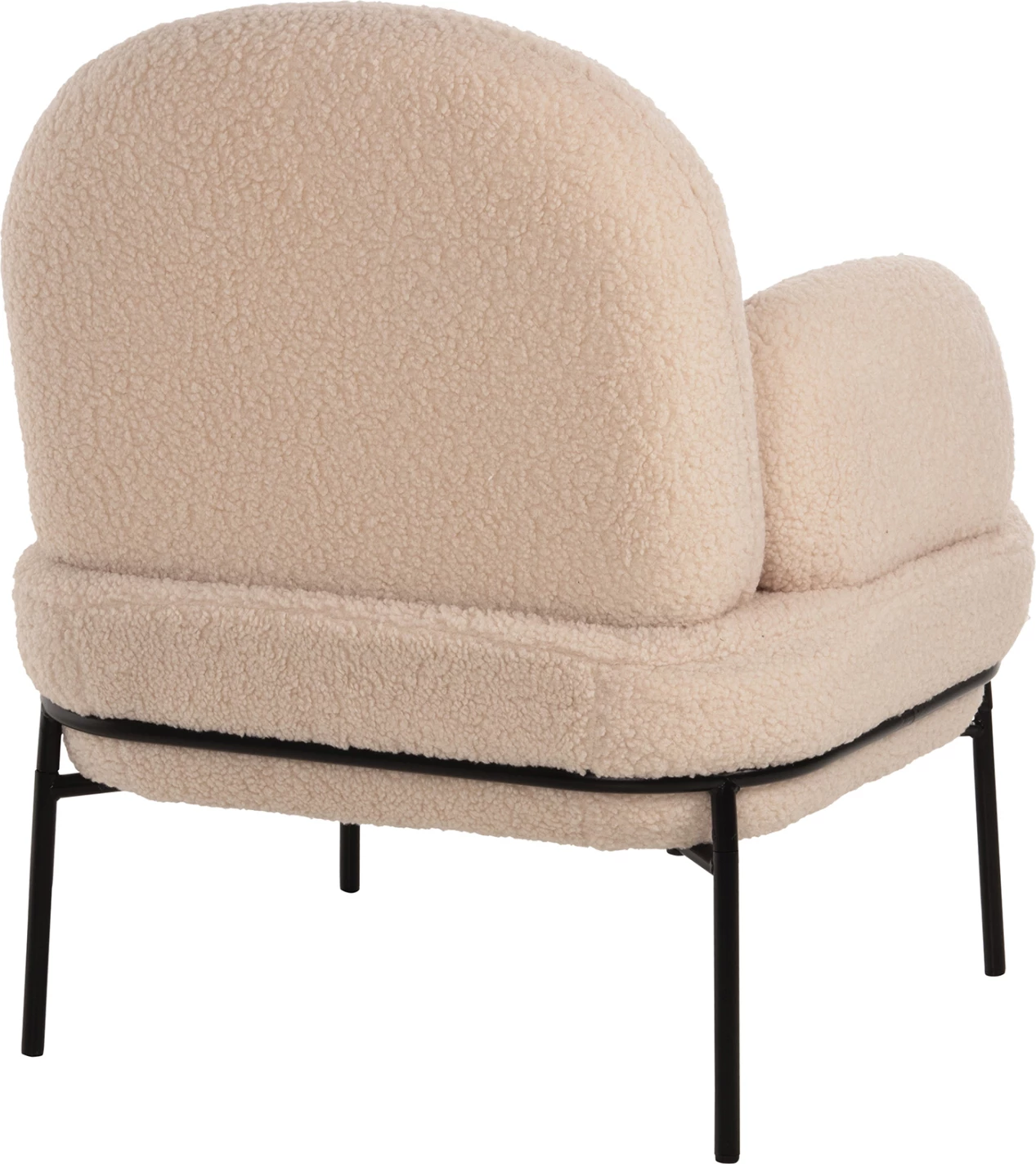 Fotelje AGNES FH9525.20, pëlhurë boucle ecru, këmbë metalike të zeza, 74x71x83H cm.