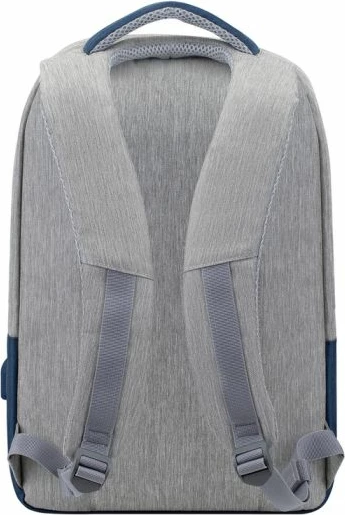 Çantë shpine për laptop RivaCase Prater 7562 15.6\" me portë USB, repelente ndaj ujit, gri/blu e errët