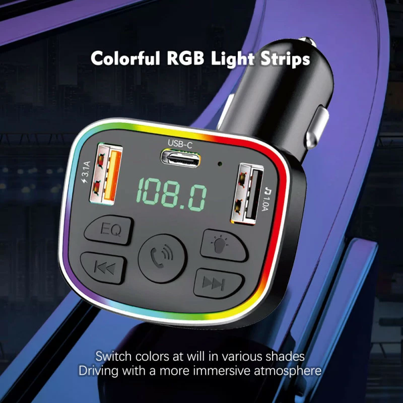 Modulator FM & Karikues Makine me Dritë RGB (USB-C & USB-A)