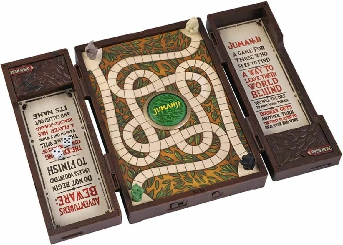 Lojë tavoline NOBLE COLLECTION Jumanji Collector's Replica, 16 x 11 x 4 cm, set me toteme, zare dhe karta, për 2-4 lojtarë, 14+