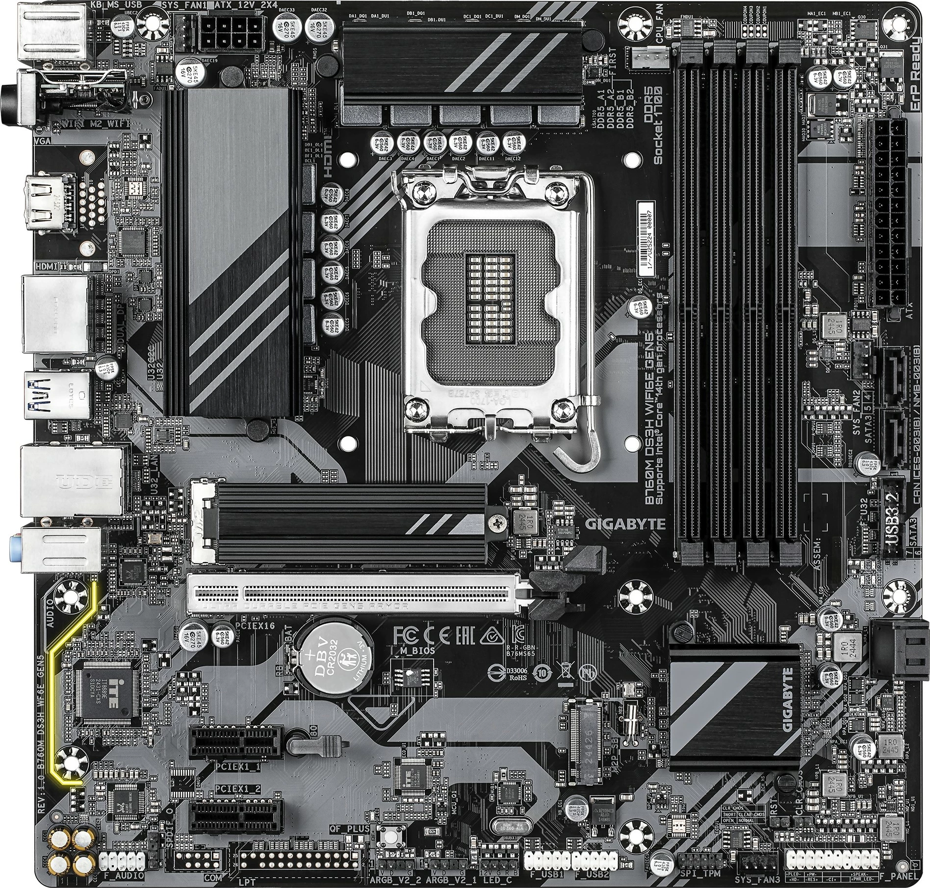 Pllakë amë Gigabyte B760M DS3H WF6E GEN5, micro ATX, PCIe 4.0, WiFi, Bluetooth