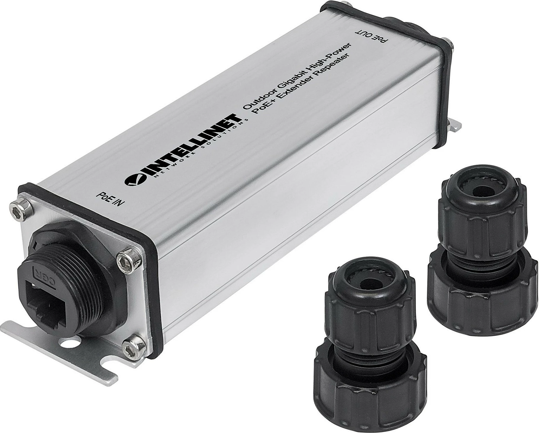 Zgjatues PoE+ Intellinet, Outdoor, Gigabit, High Power deri 100m, Zi/Gri
