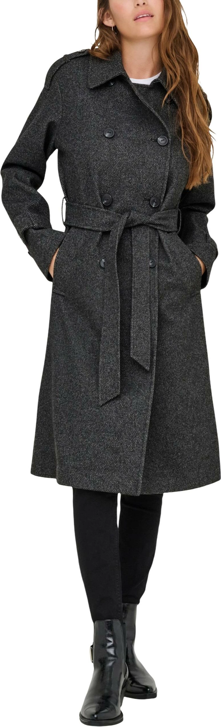 Pallto trench për femra Only ONLASTA 15363034, gri e errët