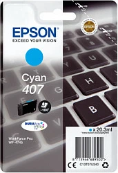 Kartrix boje Epson 407 XL, për WorkForce Pro WF-4745DTWF, 38.1 ml, Cyan