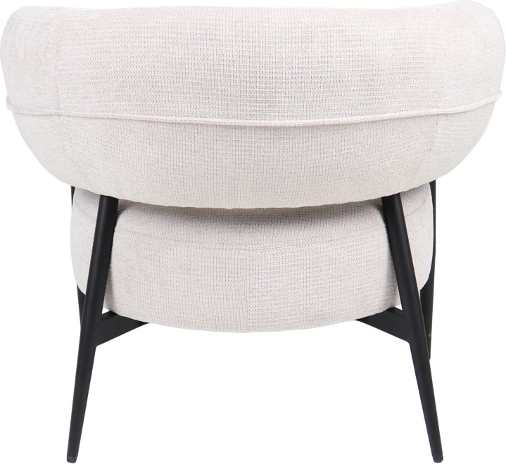 Fotel Penfel, material krem, këmbë metalike të zeza, 85x72x73cm