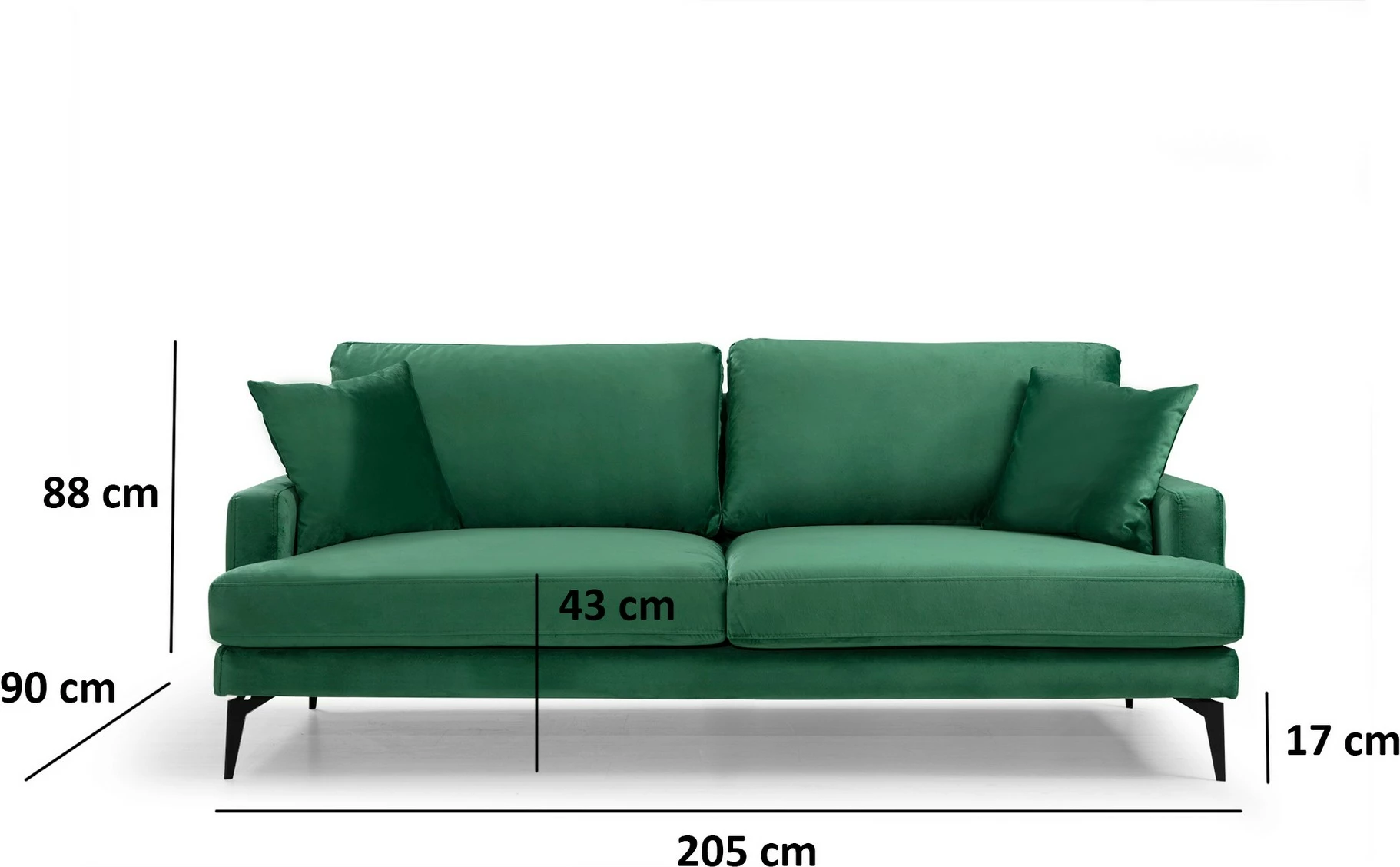 Divan treshe, ngjyrë e gjelbër, Papira 3 Seater