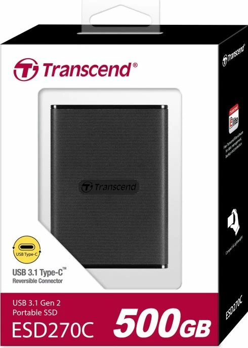 SSD i jashtëm Transcend ESD270C 500GB USB-C, i zi