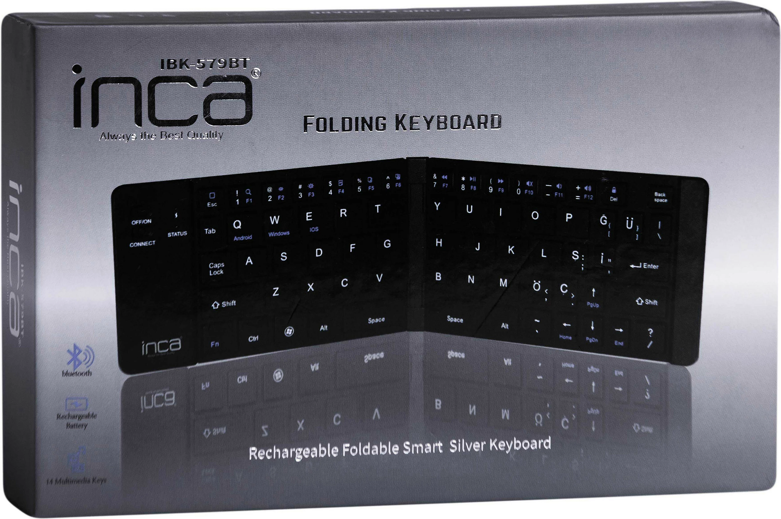 Set tastature dhe maus Incase IBK-579BT, mini, Bluetooth, palosëse, silver