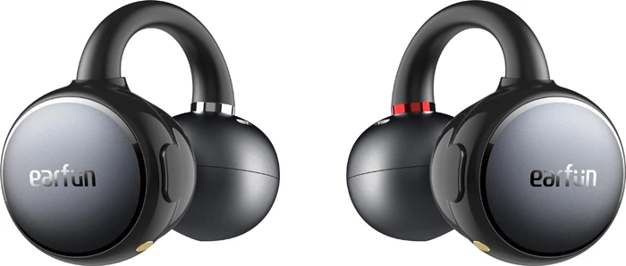 Kufje TWS EarFun Clip CW100G, open-ear clip-on, Bluetooth 6.0 me LDAC, drajvera 10.8mm, IP55, 10h/40h me kuti karikimi, USB-C, të zeza