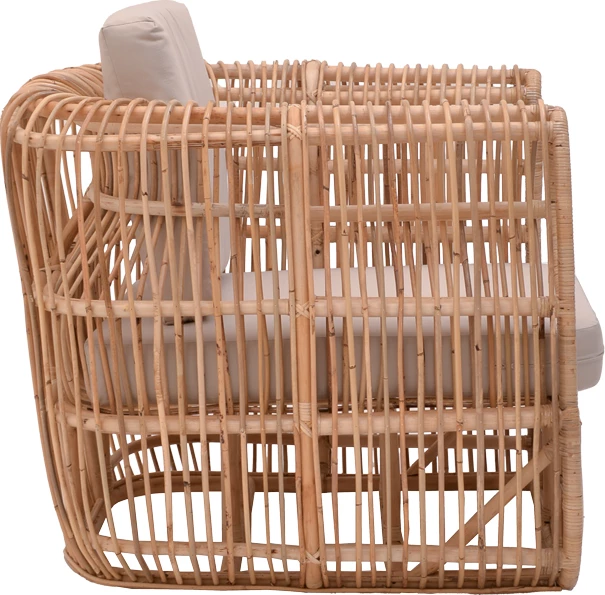 Fotelë Fajole ngjyrë natyrale rattan-jastëk bezhë 86x86x66cm