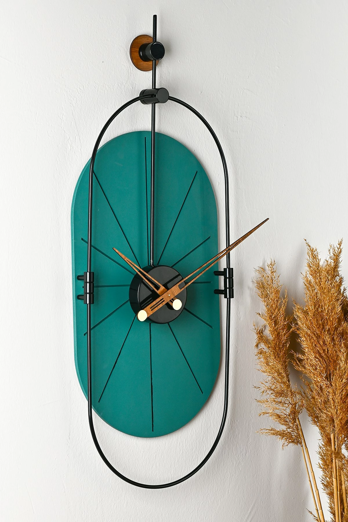 Orë muri dekorative Wallity, metal, MDF, ngjyrë e gjelbër dhe e zezë, 77x29cm