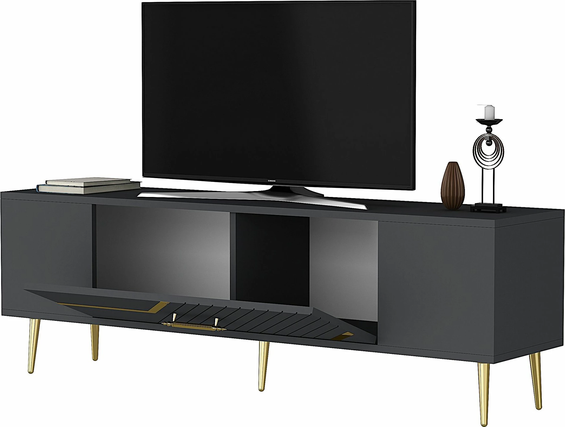 Komodë për TV, ngjyrë antracit dhe ari, Skye Decor, Dekolp5