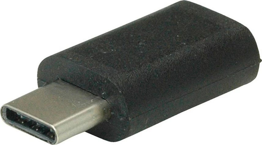 Adapter USB 2.0 VALUE C-MICROB ST/BU, USB-C mashkull në Micro USB-B femër, Plug and Play, i zi