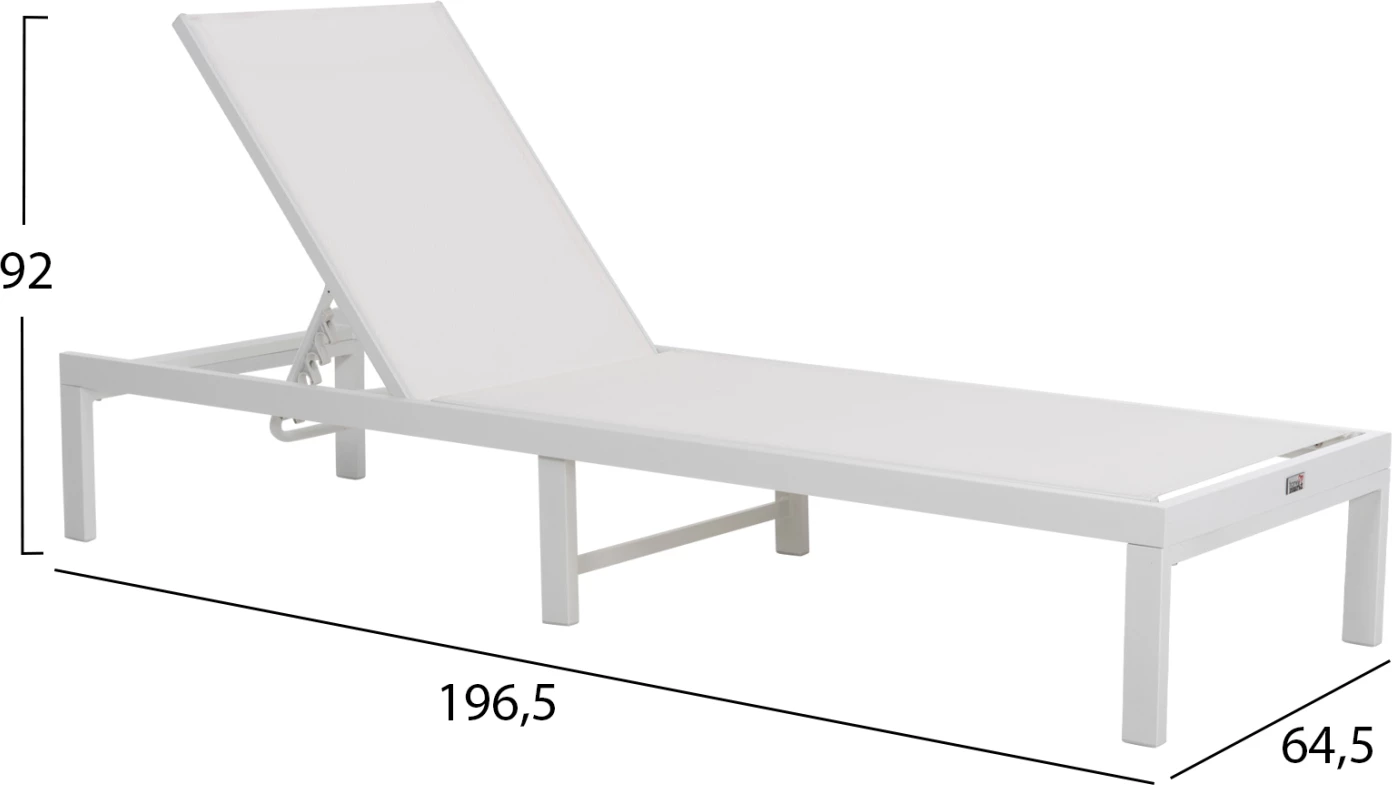 Shezlong alumini THATCHER, kornizë bardhë & tekstilene, 196,5x64,5x92H cm