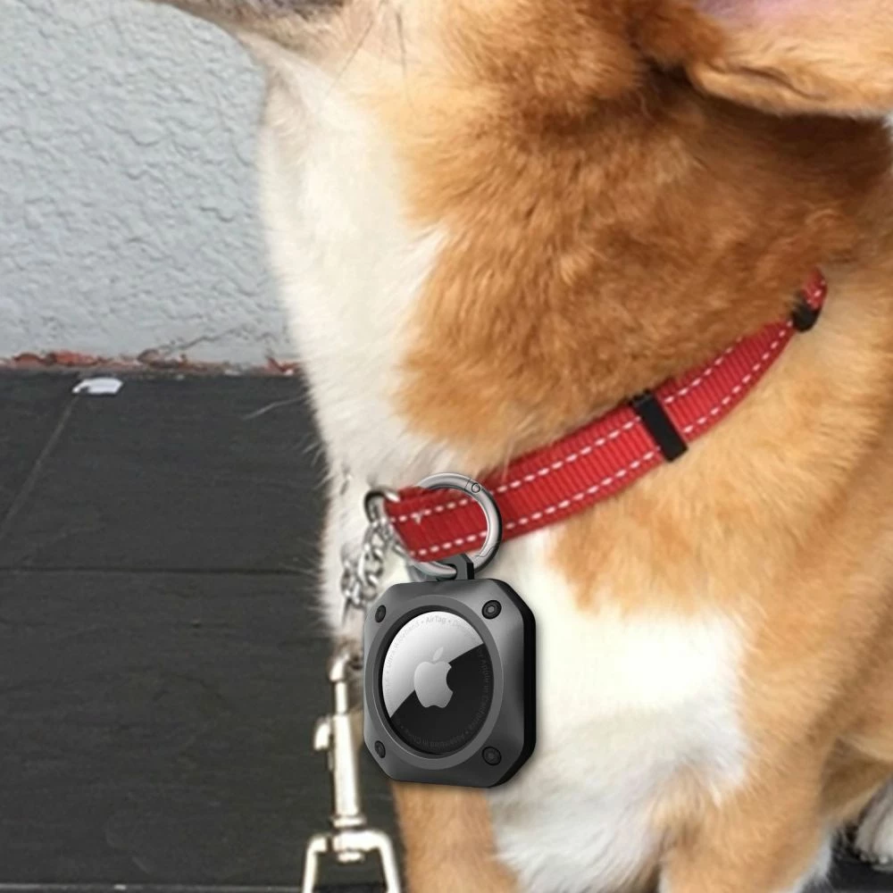 Mbështjellës Tech-Protect Rough Pro për Apple AirTag me karabinë, Zi