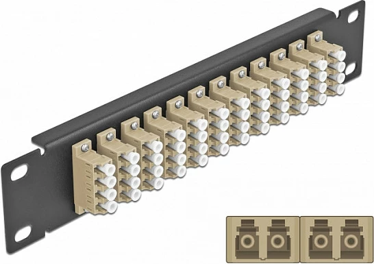 Panel patch fiber optik DeLOCK 10" 12-Port LC Quad, 1U, Beige/Black
