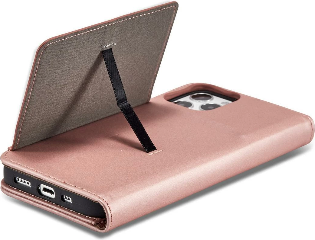 Mbështjellës Hurtel Magnet Card Case për iPhone 12 Pro, me portofol dhe qëndrim, Rozë