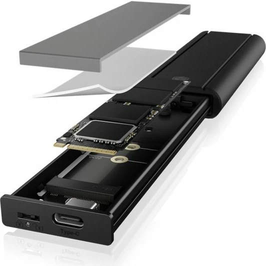 Kasë eksternë për SSD M.2 NVMe ICYBOX IB-1807MT-C31, USB-C 3.2 Gen 2 10Gbps, me write protection, 2230-2280, deri 2TB, e zezë