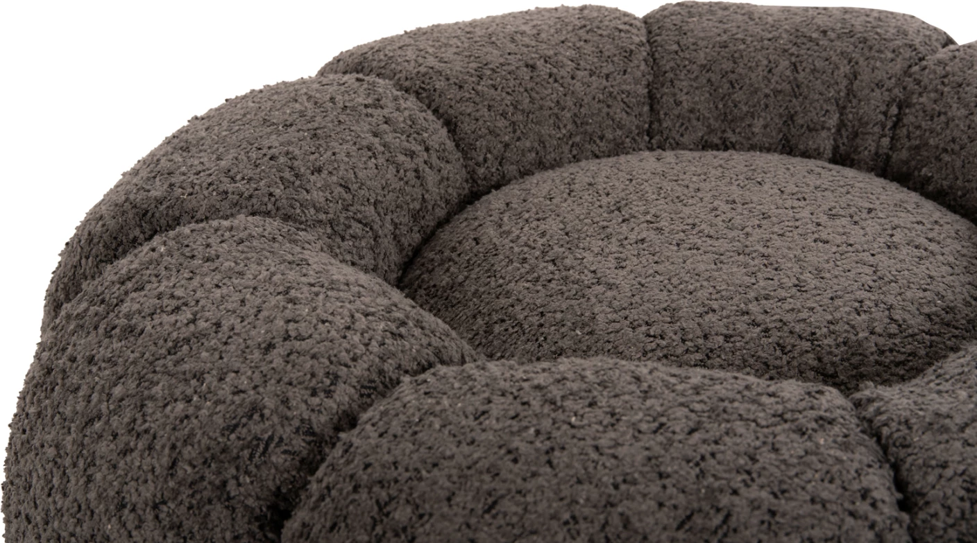 Karrige për bar KRIPP FH9602.01, gri boucle, bazë metalike e zezë, Φ60x31H cm
