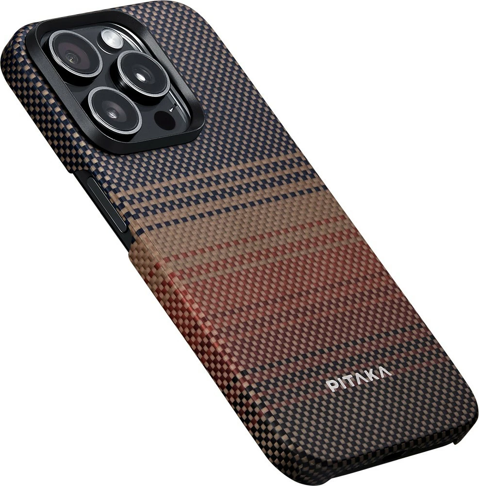 Mbështjellës Pitaka MagEZ Case 5 për iPhone 15 Pro, MagSafe, 0.69 mm, Sunset kafe/portokalli 7