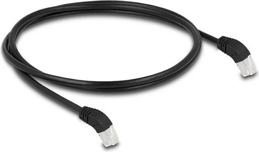 Kabllo rrjeti DeLOCK RJ45 Cat6A S/FTP 1 m, konektorë të kënduar 45° poshtë, e zezë