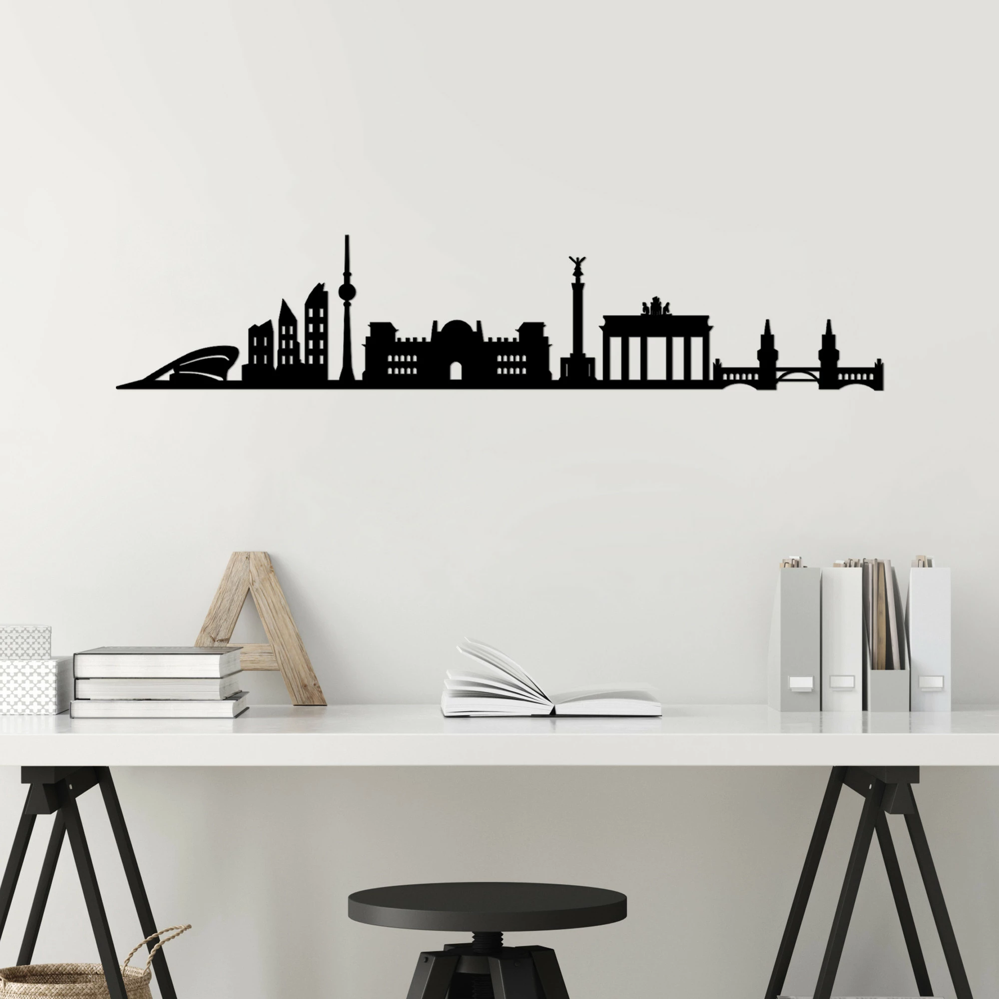 Aksesor dekorativ metalik për mur, Wallity, skyline i Berlinit
