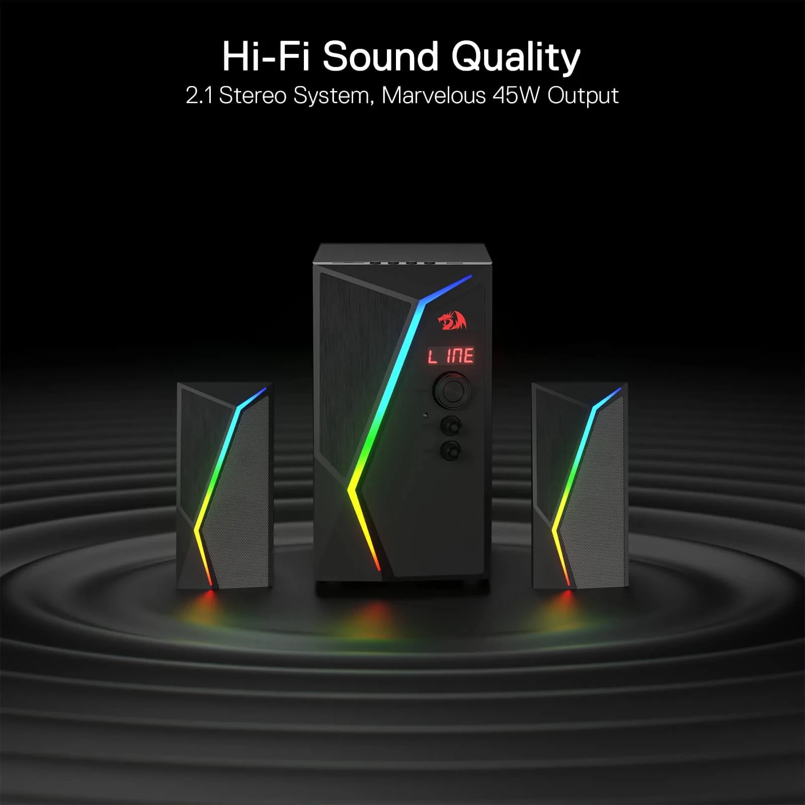 Sistem altoparlantësh 2.1 Redragon Anvil Pro GS520-PRO 25W me Bluetooth, RGB, telekomandë, i zi