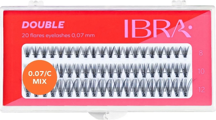 Qerpikë të rremë Ibra Double Knot-Free 0.07 C-Mix për femra të zinj 60 copë