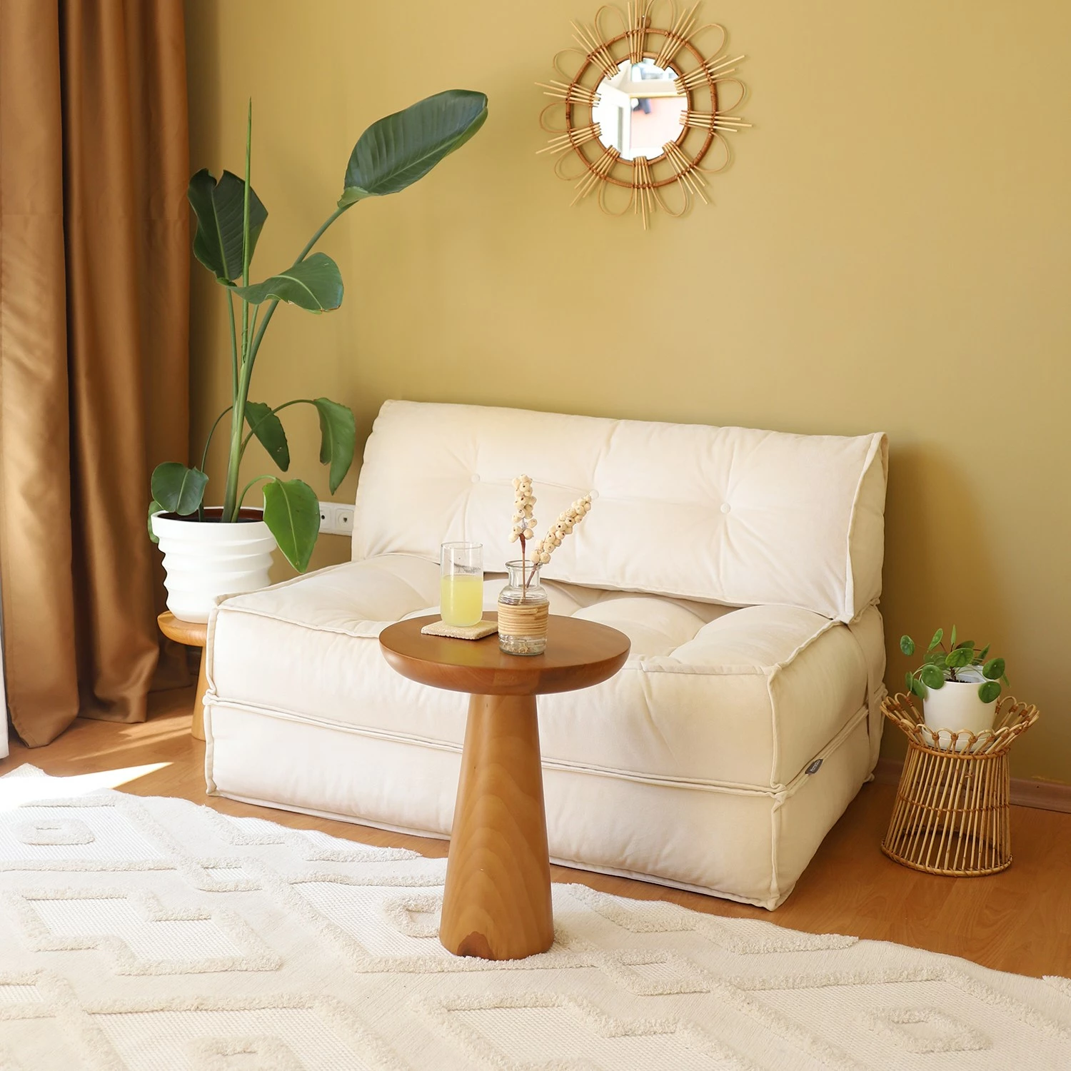 Divan-krevat 2 vendësh, Atelier del Sofa, kadife bezhë