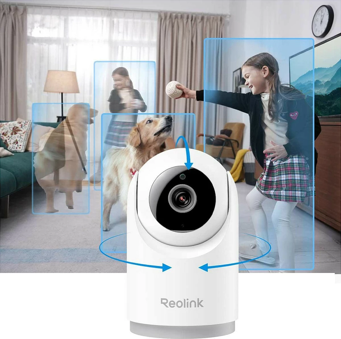 Kamerë sigurie IP Reolink E Series E321, Wi-Fi, Pan/Tilt, Auto-Tracking, Audio 2-drejtimëshe, MicroSD, e bardhë