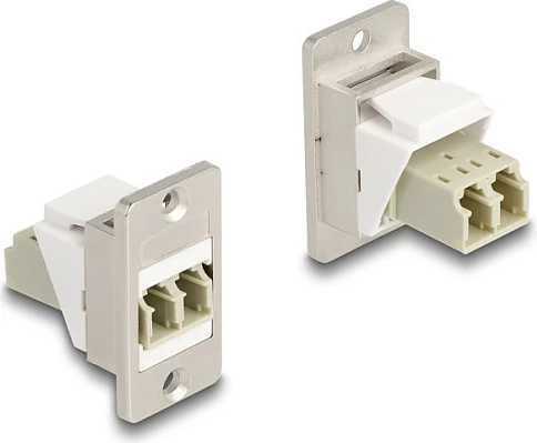 Adapter fibër optike DeLOCK LC Duplex panel mount, femër-femër, beige/argjendtë/bardhë
