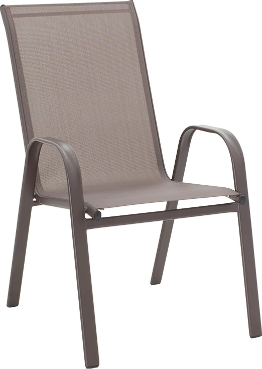 Tavolinë me karrige për terasë, 5 copë, Ensure-Calan, metal-xham, ngjyrë kafe, 140x80x70cm