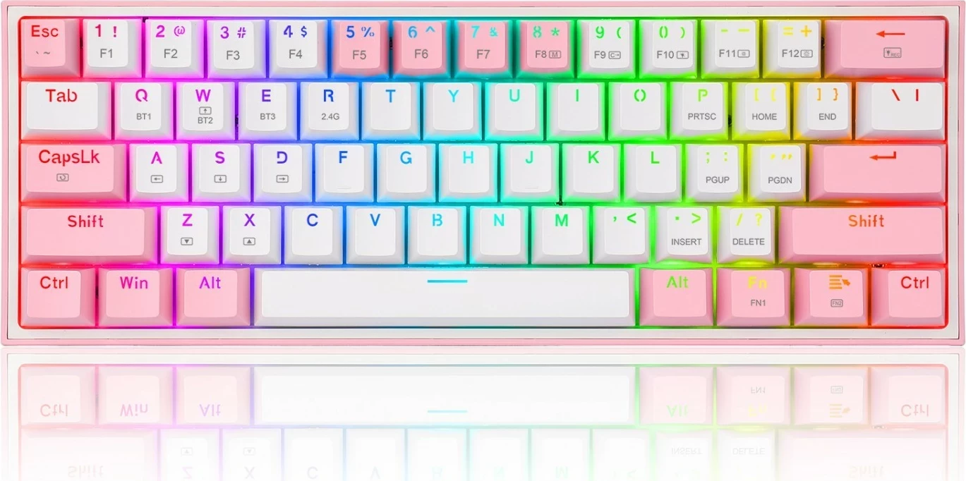 Tastierë mekanike Redragon Fizz Pro K616, RGB, wireless/wired, e bardhë-rozë