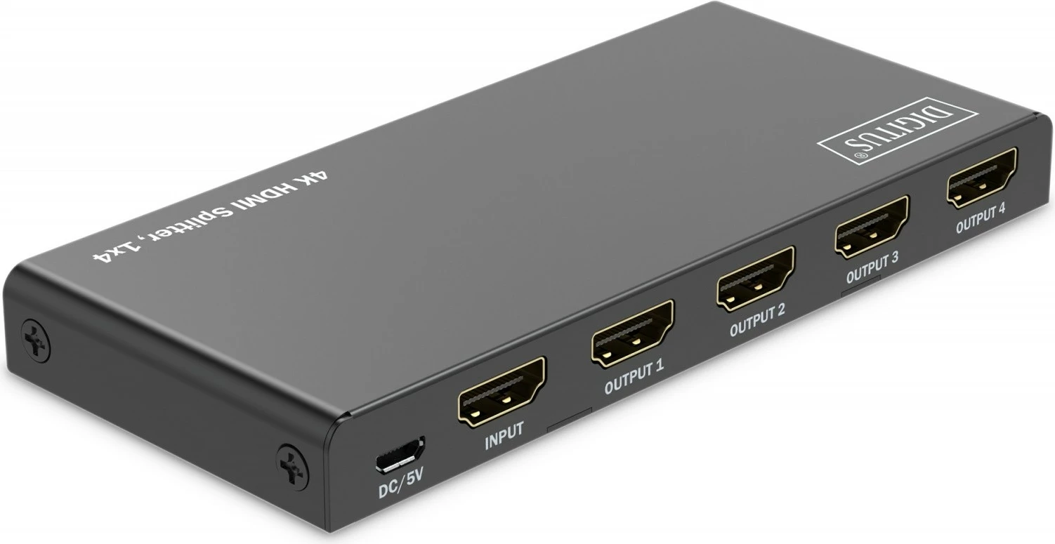 Shpërndarës HDMI Digitus DS-55337, 1x4, 4K/60Hz, HDR, i zi