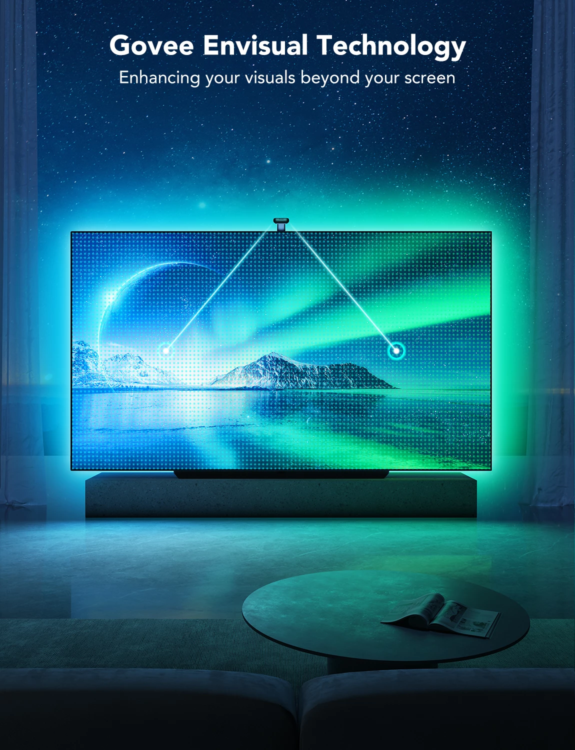 Ndriçim prapa TV Govee Envisual TV Backlight T2, për 75-85\", RGB, set me kamerë