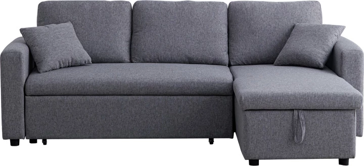 Këndare Kamore me hapësirë magazinimi, shtrat i kthyeshëm, ngjyrë gri, 223x146x85cm