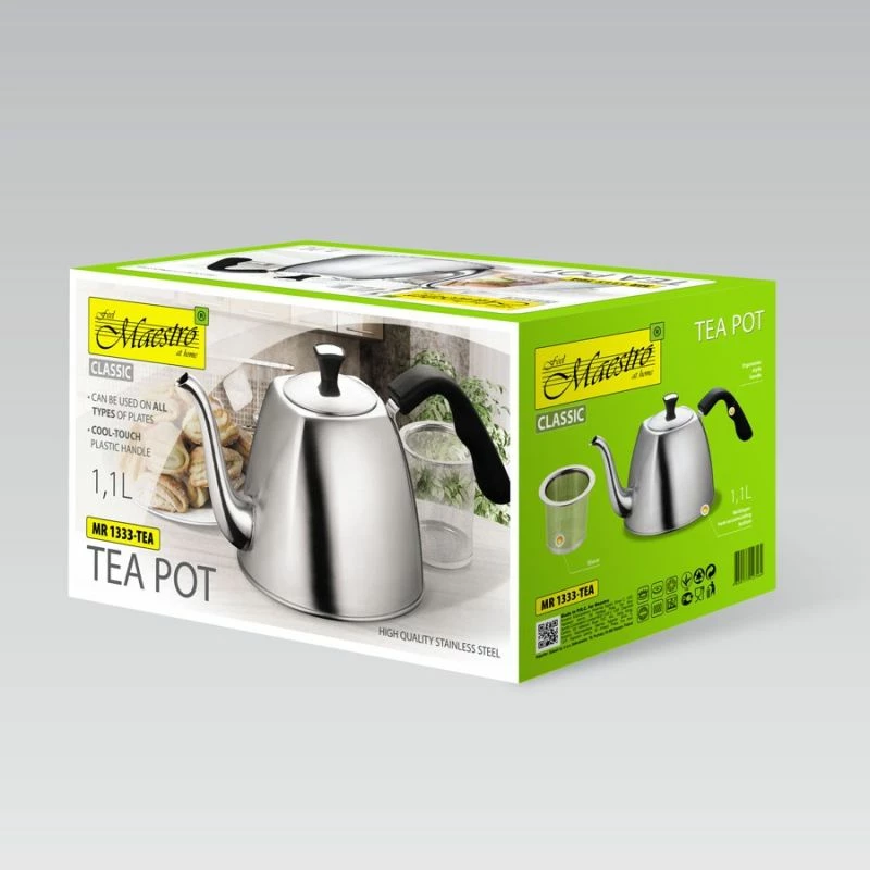 Çajnik çeliku MAESTRO MR-1333-Tea, i zi, 1.1L